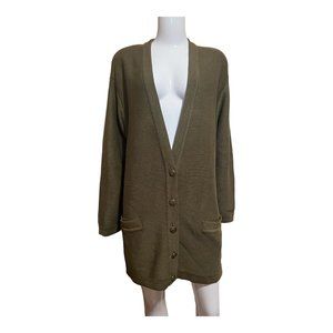 Jones New York Womens Green Sweater V-Neck Cardigan Size Medium